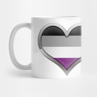 Large Asexual Pride Flag Colored Heart with Chrome Frame Mug